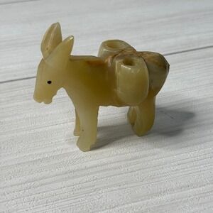 Carved Onyx Donkey Figurine Animal Statue Handmade
